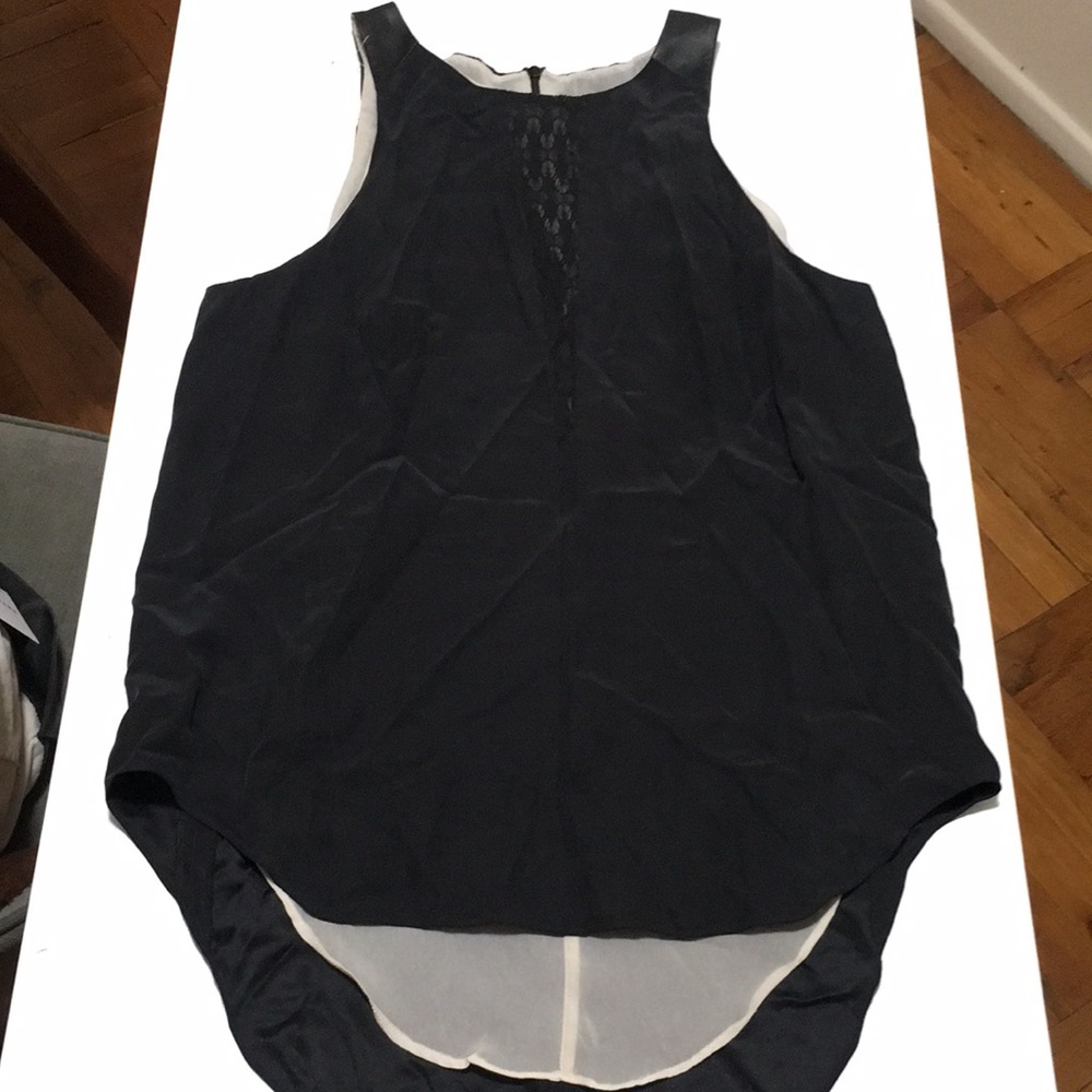 Rag and Bone silk and lace tank with leather detail, size S